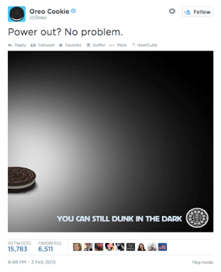 A tweet from Oreo Cookie.