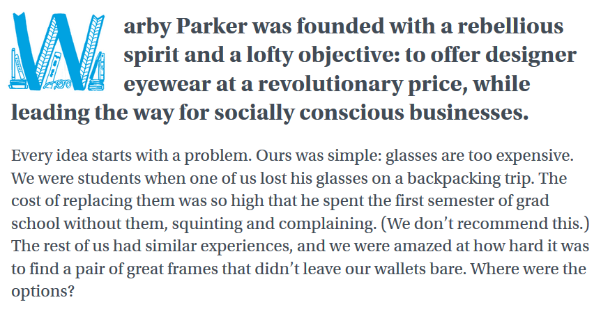 Warby Parker&rsquo;s brand story.